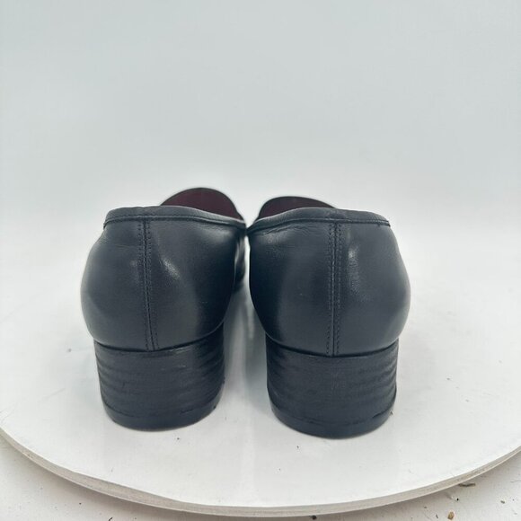 Salvatore Ferragamo Women Size 8B Black Leather Gold Horsebit Slip On Pump Shoes - Picture 5 of 12